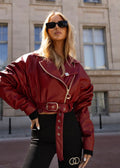 MIA MAISON Bikerjacke mit Gürtel